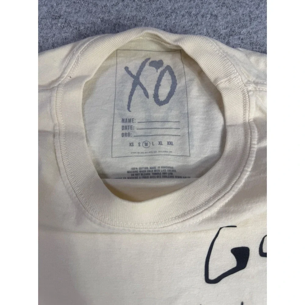 The Weeknd XO Nav Good Intentions‎ Long Sleeve Shirt Cream Smiley Face Mens M